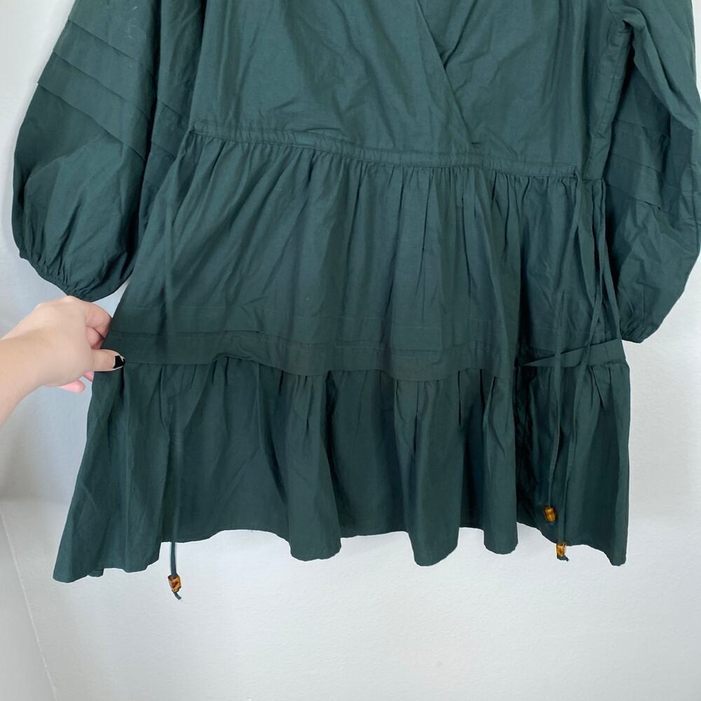 MADEWELL Petite Crinkle Poplin Wrap Mini Dress Dark Palm Green Size Small P PS - Picture 9 of 11